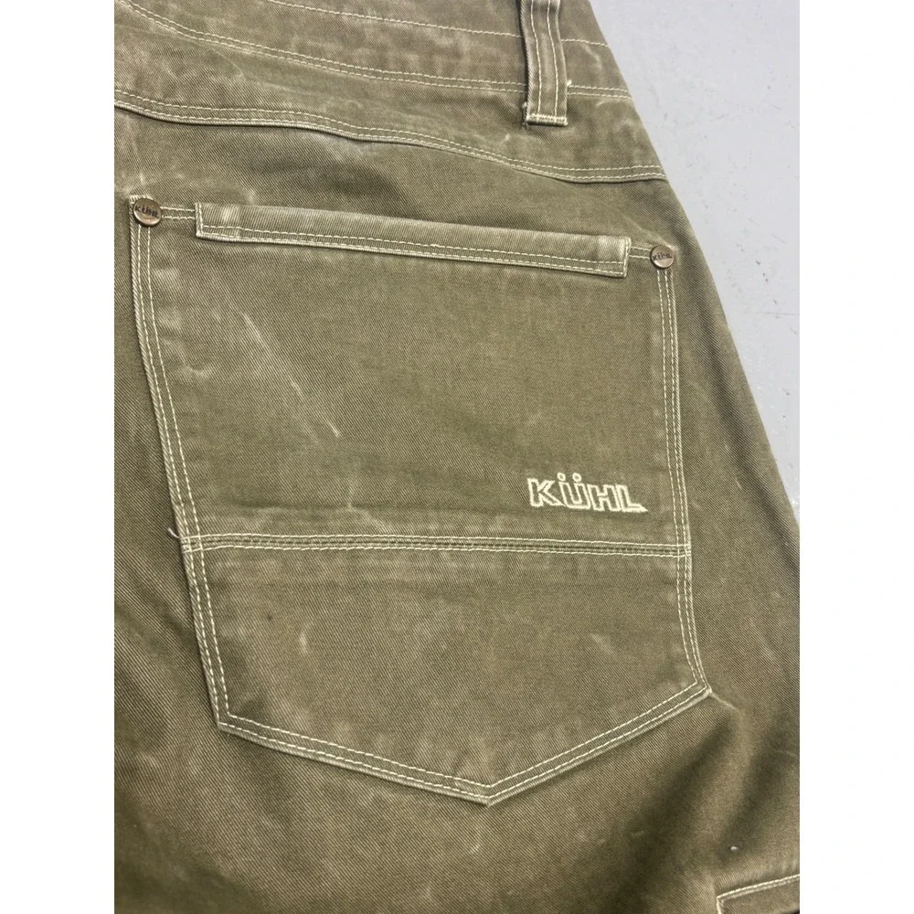 Kuhl Rydr Mens 33x30 Olive Green Canvas Articulated Knee Work Hiking Pants - Picture 7 of 8